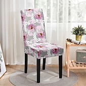 economico Fodera per sedia da pranzo-fodera per sedia da pranzo in spandex elasticizzato 1 pezzo, fodera protettiva per sedia elasticizzata stampata floreale fodera per sedile con elastico per sala da pranzo, matrimonio, cerimonia,