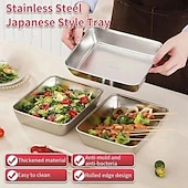 economico Stoccaggio cucina-piatti piani in acciaio inossidabile, piatto in metallo ispessito per cibo, vassoio da portata quadrato piccolo per antipasto, biscotto, bistecca, dessert, insalata dentale