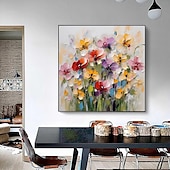abordables Peintures fleurs/botaniques-impressionnisme abstrait couteau à palette fleurs art mural peint à la main 3d peinture florale à la main coloré 3d peintures texturées peintures décoratives modernes sans cadre