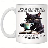 cheap Mugs &amp; Cups-1pc Cat And Book Coffee Mug Ceramic Coffee Cups I've Reached The Age Water Cups Summer Winter Drinkware Birthday Gifts Holiday Gifts Thanksgiving Gifts Christmas Gifts