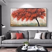 cheap Abstract Paintings-Mintura Handmade Red Tree Landscape Oil Paintings On Canvas Wall Art Decoration Modern Abstract Pictures For Home Decor Rolled Frameless Unstretched Painting