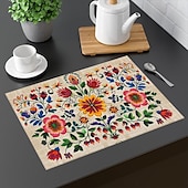 cheap Placemats &amp; Coasters &amp; Trivets-1PC Ethnic Pattern Placemat Table Mat 12x18 Inch Table Mats for Party Kitchen Dining Decoration
