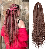 olcso Hajfonatok-24 hüvelykes, 18 szálú szintetikus kétvégű raszta hosszabbítók 3 az 1-ben vegyes göndör végű hippi stílusú boho wavy de dreads fonat raszta hosszabbítókban