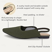 cheap Women&#039;s Flats-Women&#039;s Sandals Flats Plus Size Flyknit Shoes Outdoor Work Daily Striped Flat Heel Pointed Toe Classic Casual Comfort Walking Knit Loafer Elastic Band Almond Black Yellow