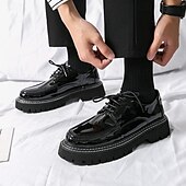 abordables Semi-formel-chaussures oxford à plateforme en similicuir verni pour hommes avec semelle crantée épaisse - chaussures formelles et décontractées élégantes pour le bureau, les événements et les fêtes
