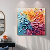 お買い得  花/植物画-手作りのオリジナルカラーの厚い質感の油絵キャンバス壁アート絵画家の装飾用ストレッチフレーム付き/内枠なしの絵画