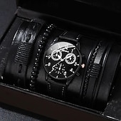 cheap Quartz Watches-Men&#039;s 4pcs/Set Quartz Watch for Men Analog Quartz Retro Stylish Chronograph Alloy Nylon Sport Style Watches