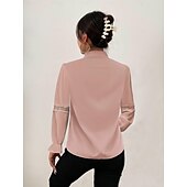 preiswerte Elegante Oberteile-Hemd Spitzenhemd Bluse Weißes Spitzenhemd Damen Schwarz Weiß Rosa Feste Farbe Spitze Taste Strasse Täglich Modisch Stehkragen S