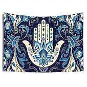 ieftine Tapiserii de vacanță-Epocă hamsa agățată de mână tapiserie eid ramadan artă de perete tapiserie mare decor mural fotografie fundal pătură perdea acasă dormitor living decor