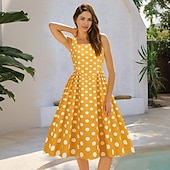 ieftine Rochii-1950 Retro / vintage rockabilly Rochii Costum de petrecere Rochie Flare Buline Costume de fancy Pentru femei Petrecere / Seara Petrecerea Burlăcițelor Adulți Rochie Rochii de acasă