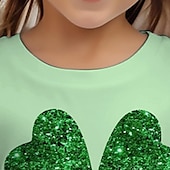voordelige Meisje&#039;s 3D Visie &amp; Schitteren-st. Patrick meisjes 3D klavertje vier T-shirts korte mouw 3D-print zomer actief mode schattig polyester kinderen 3-12 jaar ronde hals buiten casual dagelijks normale pasvorm
