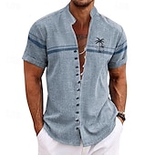 economico Piante tropicali-Per uomo Albero di cocco Piante tropicali Camicia Camicia hawaiana Camicia Aloha Manica corta Camicia Colletto alla coreana Di tendenza Streetwear Originale Esterno Da mare Strada verde 1# Verde 2
