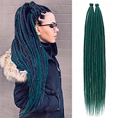 cheap Crochet Hair-Dreadlock Extensions 24 Inch Green Single Ended Crochet Dreads Extensions 20 Strands SE Synthetic Dreadlocks Extension Straight Hippie Style Dreads for Women Men