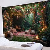 billige landskapsteppe-middag i blomster hengende billedvev veggkunst stor billedvev veggmaleri dekor fotografi bakteppe teppe gardin hjem soverom stue dekorasjon