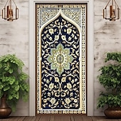 tanie Okładki drzwi-ramadan kareem meczet pokrowce na drzwi wystrój muralu drzwi gobelin zasłona drzwi dekoracja tło drzwi banner zdejmowany na frontowe drzwi kryty na zewnątrz domu dekoracja pokoju dom wystrój dostaw