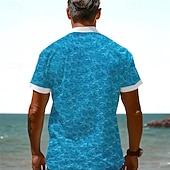 abordables Impresión del océano-Hombre Tropical tortugas Camisa camisa hawaiana Manga Corta Camisa Cuello Vuelto Vacaciones Hawaiano Exterior Vacaciones Hawaiano Azul Verde Trébol Gris S M L