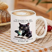 cheap Mugs &amp; Cups-1pc Cat And Book Coffee Mug Ceramic Coffee Cups I've Reached The Age Water Cups Summer Winter Drinkware Birthday Gifts Holiday Gifts Thanksgiving Gifts Christmas Gifts