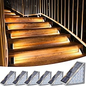 abordables Éclairage paysager-Lampe de marche solaire étanche IP67 pour l&#039;extérieur, éclairage d&#039;escalier extérieur, conception de lentilles LED, lumière d&#039;escalier antivol super brillante, éclairage de décoration pour jardin,