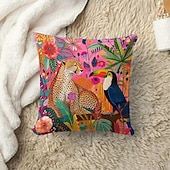economico stile animale-modello animale leopardo e tucano 1pc fodere per cuscini di dimensioni multiple cuscini decorativi per esterni costieri morbide custodie per cuscini in velluto per divano divano letto decorazioni per