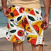olcso Étel és Ital-Férfi Élelem Grafikai nyomatok Pizza Úszónadrágok Deszkás short Közepes csípő Szabadság Hawaii Üdülőhely stílus Vakáció Szabadság Tengerpart Zsinór hálós béléssel Rugalmas derék Tervező Ruházat