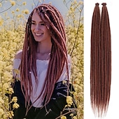 cheap Crochet Hair-Dreadlock Extensions 24 Inch Green Single Ended Crochet Dreads Extensions 20 Strands SE Synthetic Dreadlocks Extension Straight Hippie Style Dreads for Women Men