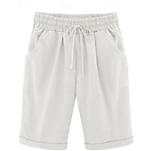 abordables Short en lin et coton-Femmes Short inspiré du lin Shorts Décontracté Quotidien Court Uni Cordon de serrage Poches Latérales Respirabilité Confortable Micro-Élastique Sortir Week-end Blanche Jaune Rose Été Coupe régulière