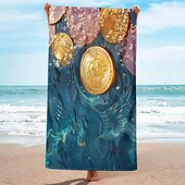 abordables ensembles de serviettes de plage-Serviette de plage à motif pièce d&#039;or, serviettes de plage pour voyage, serviette à séchage rapide pour nageurs, serviettes de plage résistantes au sable pour femmes, hommes, filles, enfants,