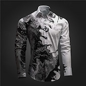 economico Modello 3D-Per uomo 3D Print Camicia con bottoni Camicie stampate Manica lunga Sottoculturale Da mare Feste Strada Primavera estate Collo ripiegabile Stampa Bottone giù Rosso Blu Viola Verde Grigio