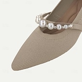 levne Block Heels-Dámské Podpatky Větší velikosti Boty Flyknit Měkké boty Svatební Kancelář Práce Štras Imitace perel Kačenka Palec do špičky Módní Klasické Pohodlné Chůze Úplet Povaleč Černá Červená Modrá