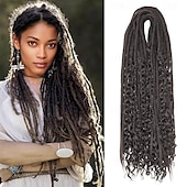 olcso Hajfonatok-24 hüvelykes, 18 szálú szintetikus kétvégű raszta hosszabbítók 3 az 1-ben vegyes göndör végű hippi stílusú boho wavy de dreads fonat raszta hosszabbítókban