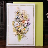 cheap Stickers-Handmade Dried Flowers Greeting Cards Thank You Card Birthday Party Graduation Wedding Invitation Anniversary Card Flower Bouquet Card for Wife Valentine Mom Day Gift