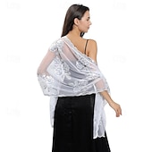 levne Šály a šátky-Přehozy přes ramena Dámské bolerko Zábaly pro svatební hosty Elegantní dámy Bez rukávů Polyester Svatební Bolerka S Flitry Pro Svatební Léto
