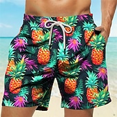 cheap Food &amp; Drinks-Men&#039;s Pineapple Swim Trunks Swim Shorts Board Shorts Mid Waist Vacation Hawaiian Holiday Vacation Holiday Beach Drawstring with Mesh lining Elastic Waist Designer Clothing Apparel