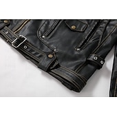 preiswerte Kunstlederjacke-Herren Kunstlederjacke Bikerjacke Vintage Lederjacke Straße Motorrad Thermowarm Tasche Frühling &amp; Herbst Einfarbig Streetwear Lässig Umlegekragen Regulär Kunstleder Schwarz Braun Jacken
