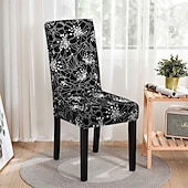 economico Fodera per sedia da pranzo-fodera per sedia da pranzo in spandex elasticizzato 1 pezzo, fodera protettiva per sedia elasticizzata stampata floreale fodera per sedile con elastico per sala da pranzo, matrimonio, cerimonia,