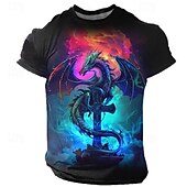 お買い得  頭蓋骨と骨-男性用 グラフィック 動物 ドラゴン Tシャツ 半袖 Tシャツ 3Dプリント クルーネック シャツ 日常 カジュアル サブカルチャー スポーツ・アウトドア 祝日 お出かけ ブルー パープル グリーン 春夏 衣類 S M L XL 2XL 3XL