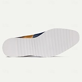 cheap Premium Leather Sneakers-Men&#039;s Dress Sneakers Leather Italian Full-Grain Cowhide Slip Resistant Lace-up Brown / Blue