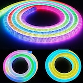 abordables Lampes néon led-bande lumineuse LED au néon en silicone tissé étanche ws2811 12 mm contrôleur de maille circulaire à 360 degrés bande lumineuse de piscine en nylon rvb flexible couleur de rêve corde lumineuse chambre décoration intérieure et extérieure dc5v