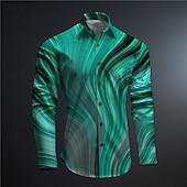 preiswerte Geometrische Muster-Herren 3D-Druck Geometrische Muster Knopfhemd Bedruckte Hemden Langarm Subkulturell Urlaub Party Strasse Frühling Sommer Umlegekragen Bedruckt Button-Down Gelb Rote Purpur Orange Grün