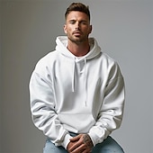 abordables Sudaderas y Sudaderas Elite para Hombres-Hombre Sudadera Negro Blanco Con Capucha Plano Deporte Diario Festivos Algodón Ropa de calle Fresco Casual Primavera &amp; Otoño Ropa Sudaderas con capucha Sudaderas Manga Larga