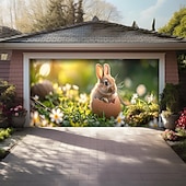 billige Garasjeportdeksler-vårspiser kanin utendørs garasjeportdeksel banner vakkert stort bakteppe dekorasjon for utendørs garasjeport hjem veggdekorasjoner arrangement fest parade