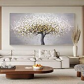preiswerte Landschaftsgemälde-Handgefertigte Leinwand-Wandkunst, Wohnzimmer, dekoratives Gemälde, modernes, einfaches Sofa, Hintergrund, Wandleuchte, luxuriöses Ölgemälde, Glücksbaum für Heimdekoration, gerolltes, rahmenloses,