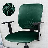 abordables Housse de fauteuil de bureau-Housse de chaise de bureau en velours, housse de chaise de bureau d&#039;ordinateur, élasthanne extensible, anti-poussière, universelle, rotative, pivotante, housse de protection, ensemble de 2 pièces,