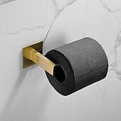 abordables Toalleros de barra-Juego de accesorios de baño autoadhesivos de acero inoxidable: aro para toalla, portarrollos, perchero, kit de accesorios de baño sin taladro con pegamento adhesivo