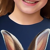 abordables Tenues de Pâques pour Filles-Pâques Fille 3D Lapin Tee-shirts Chemises Manche Courte 3D effet Eté Actif Mode Le style mignon Enfants 3-12 ans Col Ras du Cou Extérieur Casual du quotidien Standard