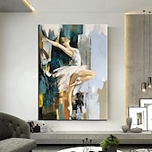 voordelige Schilderijen van mensen-abstract danser olieverfschilderij handgeschilderde kunst aan de grote muur wit ballet schilderij boho muur decor aangepaste schilderij mooi meisje schilderij op canvas voor woonkamer slaapkamer