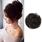 abordables Chignons-chignons Chignon Cheveux Synthétiques Pièce de cheveux Extension des cheveux Ondulé Boucle rebondissante Soirée du quotidien Usage quotidien Noir naturel #1B