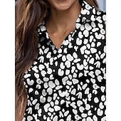 billiga Polos &amp;amp; kvartsdragkedjor-Dam Vandringspolotröja Svart Ärmlös Överdelar Leopard Golfkläder för damer Kläder Outfits Bär kläder