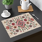 cheap Placemats &amp; Coasters &amp; Trivets-1PC Ethnic Pattern Placemat Table Mat 12x18 Inch Table Mats for Party Kitchen Dining Decoration