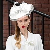 olcso Kalapok és fejdíszek-elbűvölő kentucky derby sapka tüll háló csészealj kalap cilinder esküvő tea party elegáns esküvő tollas csípős fejfedővel